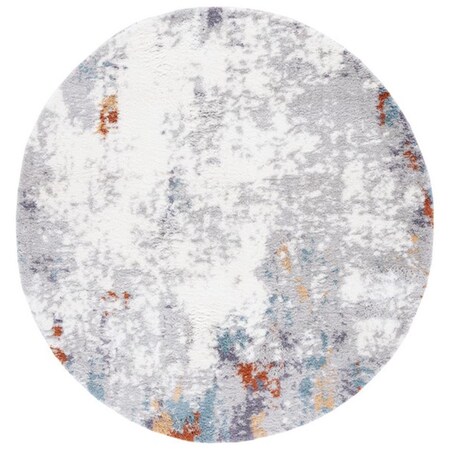Safavieh 7 x 7 ft. Berber Shag Contemporary Power Loomed Round Rug; Blue Rust & Ivory BER543A-7R